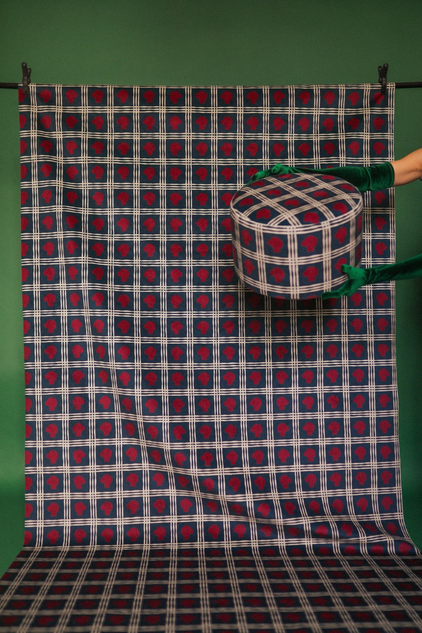 Tissu au metre Bobby - marine et Bordeaux
