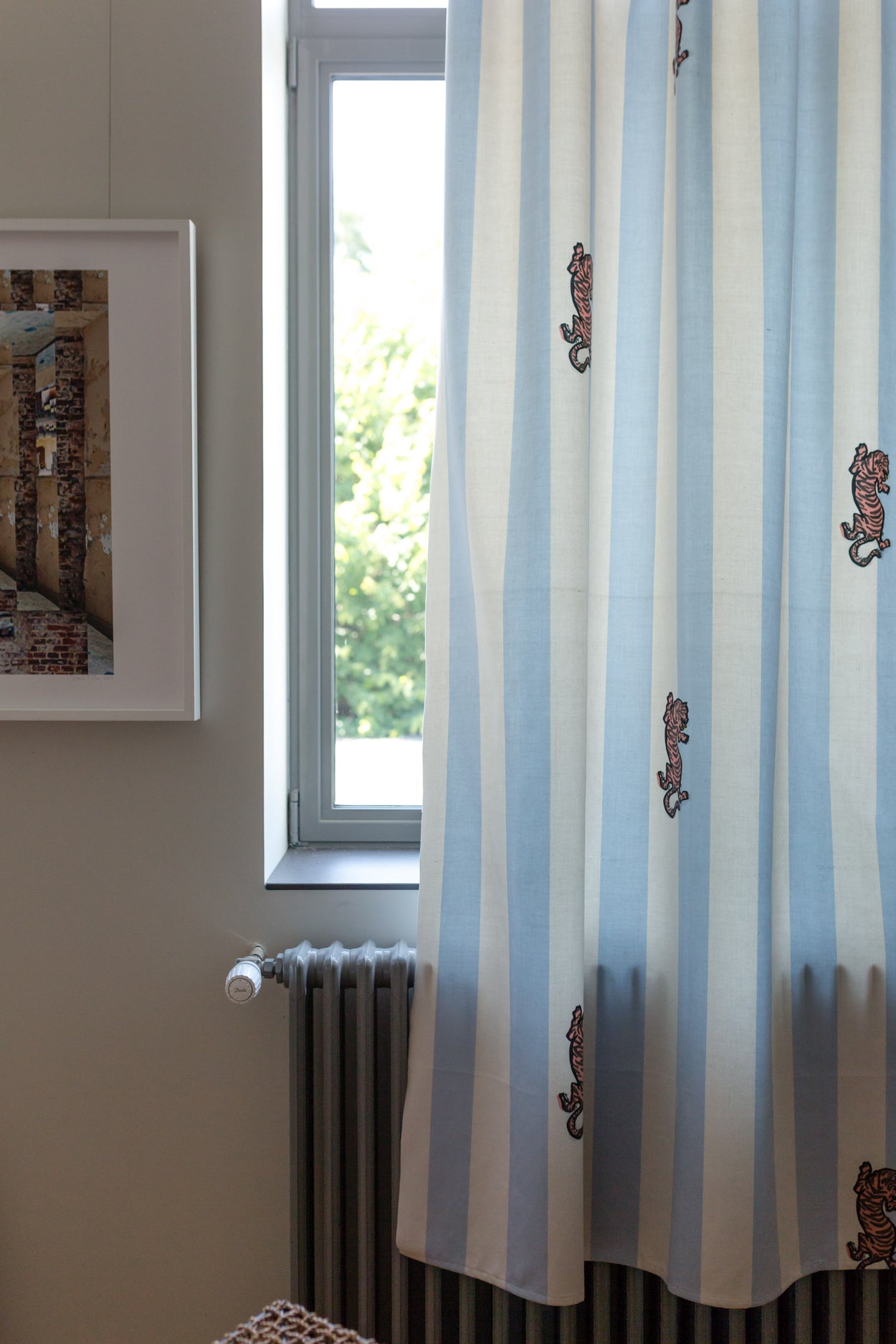 Rideau en suédine de velours - Féline stripes bleu