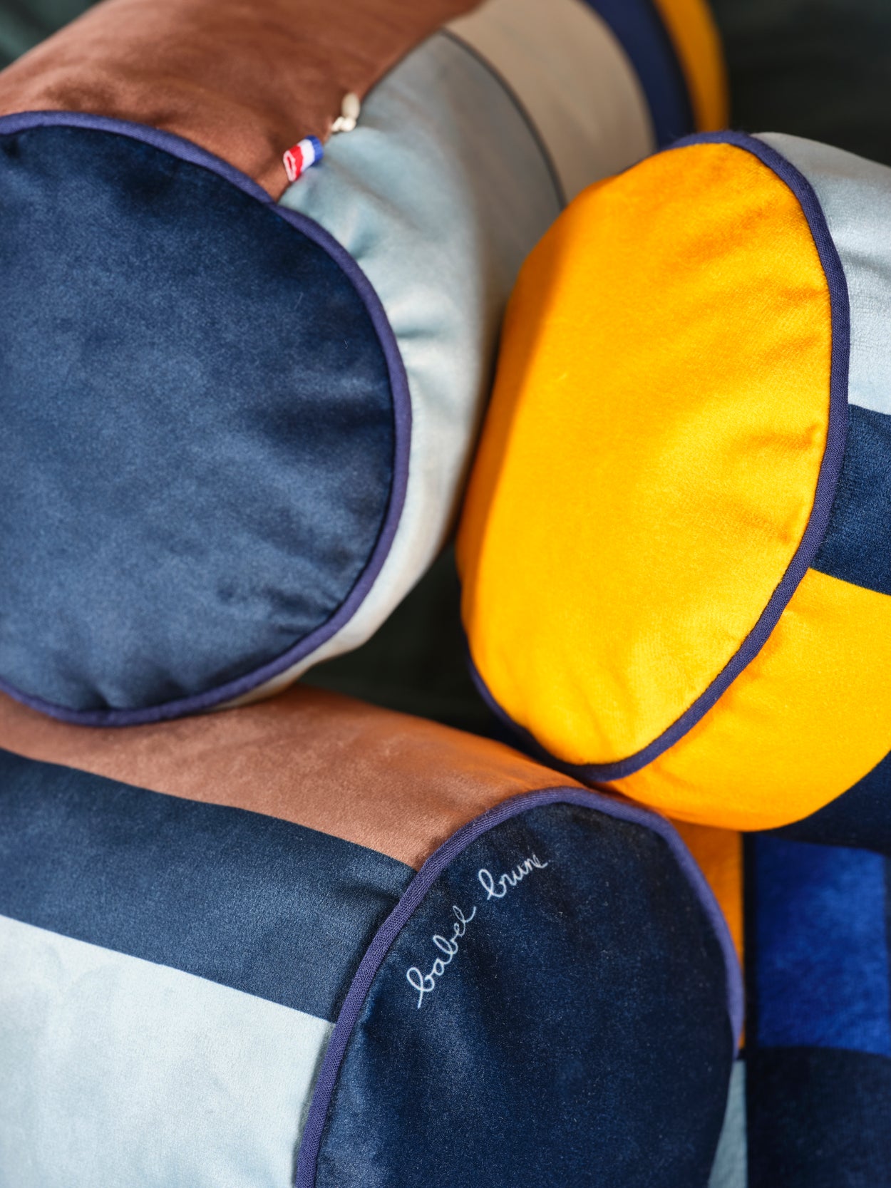 Bolster cushion Urbaine yellow and blue