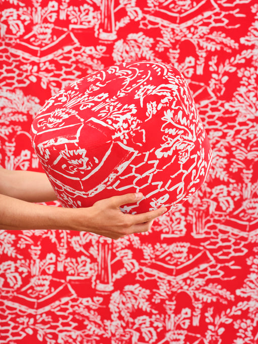 Suédine de velours au mètre Blue Era fond rouge