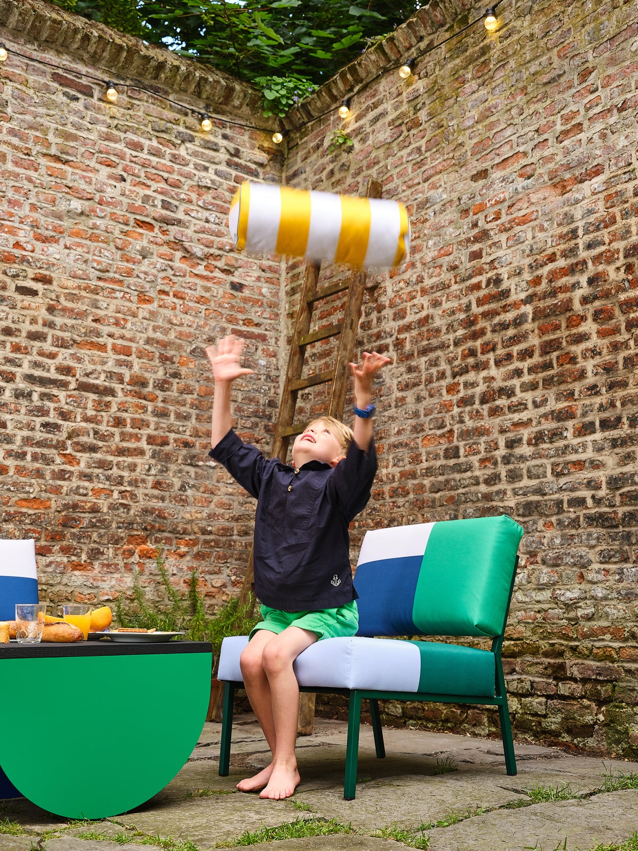 Coussin Traversin Splash Outdoor Stripes jaune