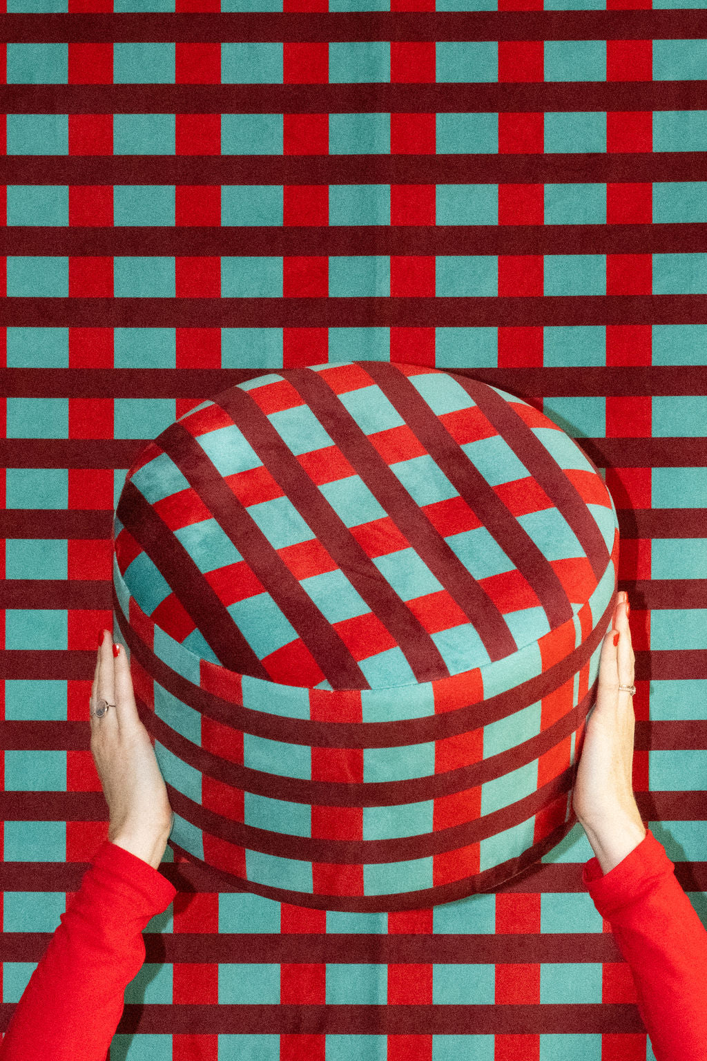Pouf Room Service Rouge et bleu