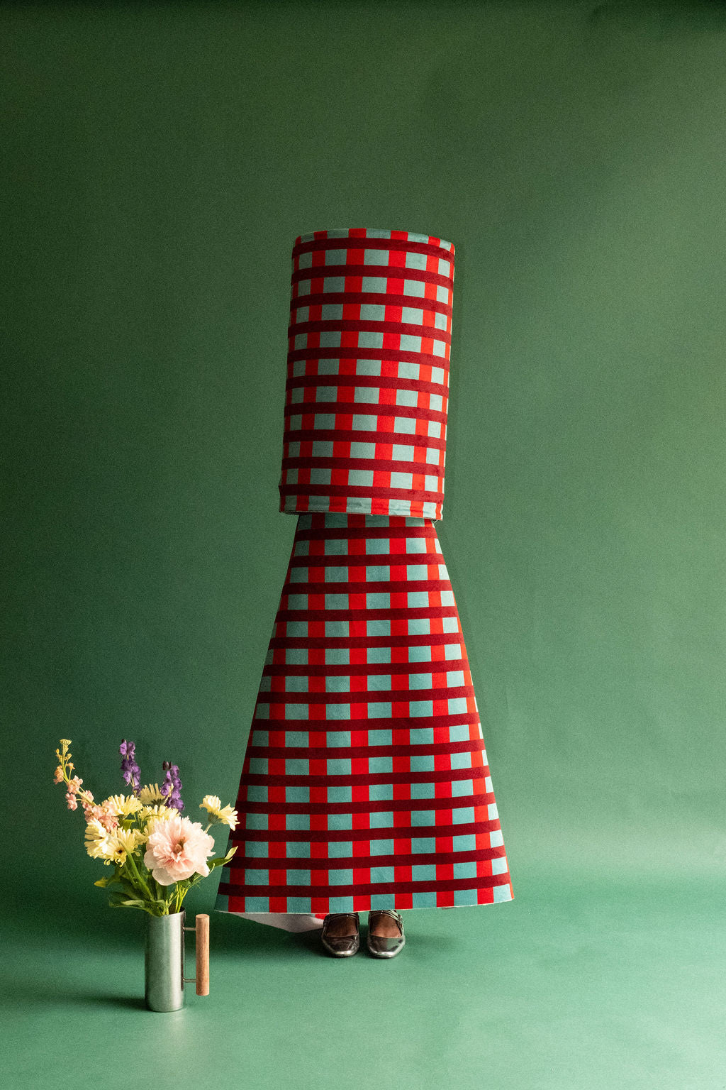 Tissu au mètre Room Service Rouge et bleu-vert