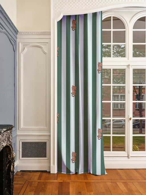 Rideau en suédine de velours - Féline Stripes vert