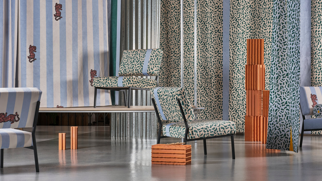 Fauteuil 02 - Féline beige & vert