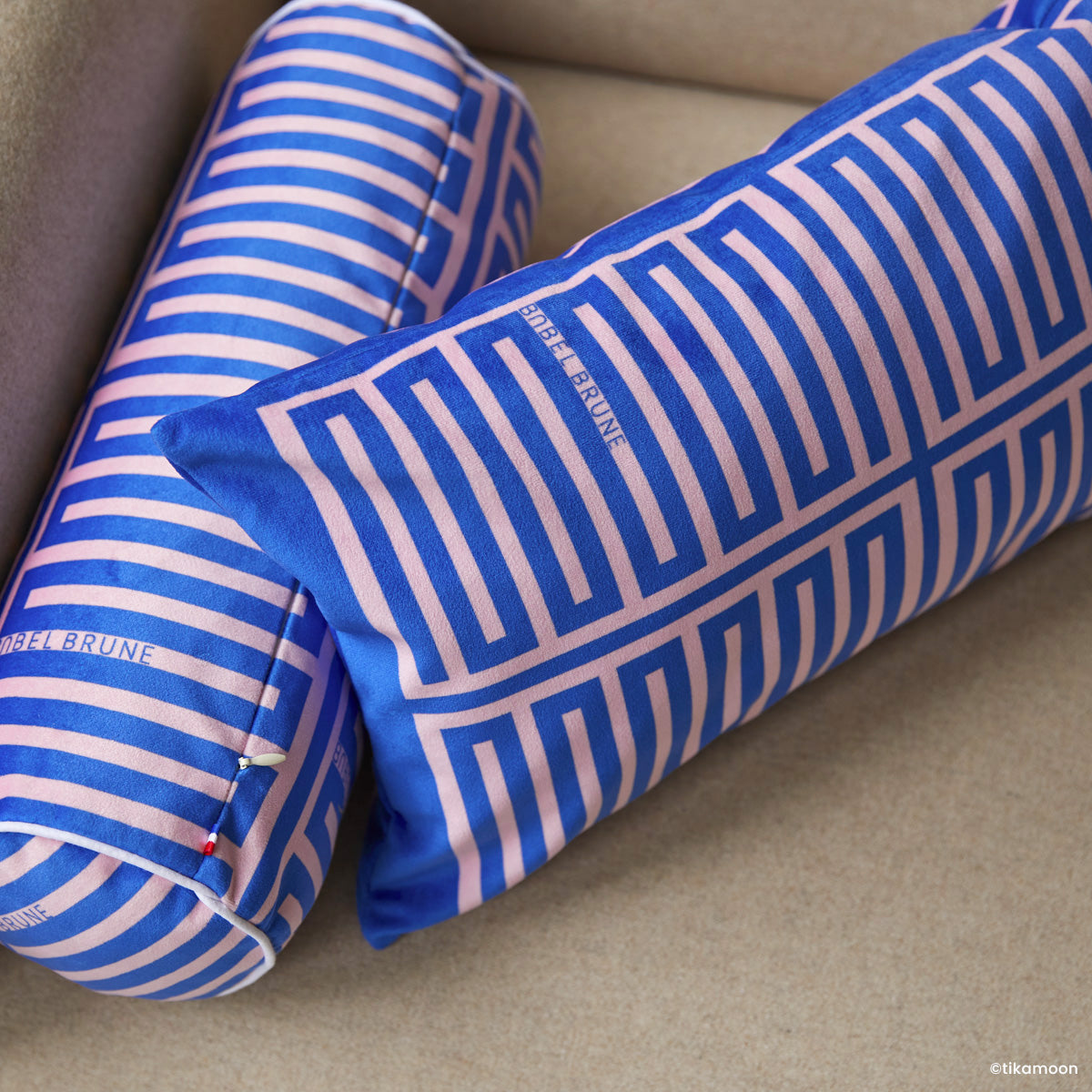 Coussin Elios rose et bleu S