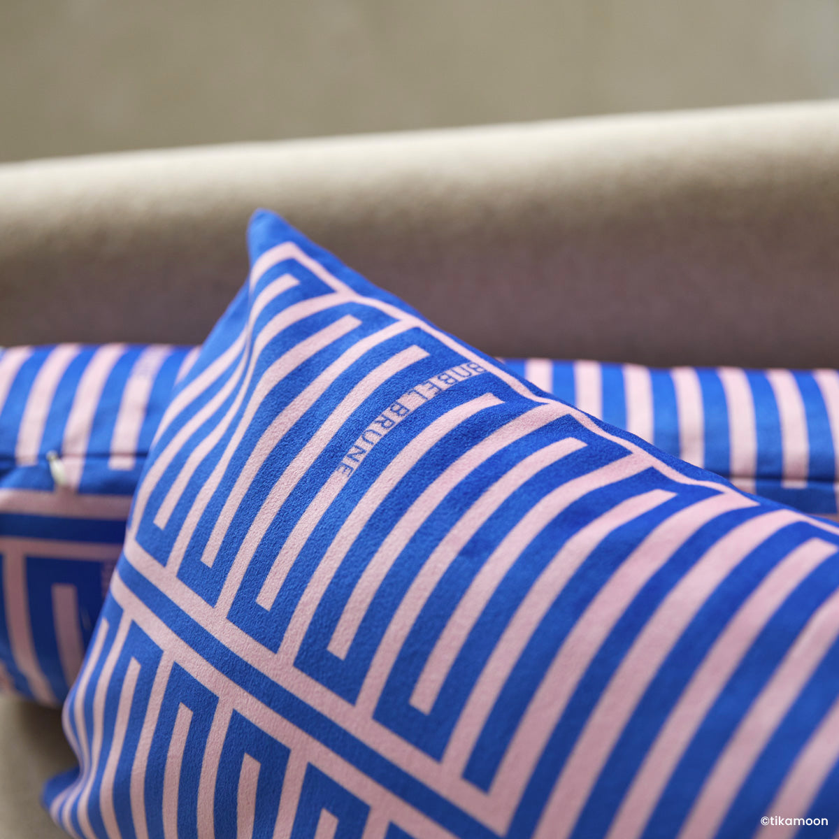 Coussin Elios rose et bleu S