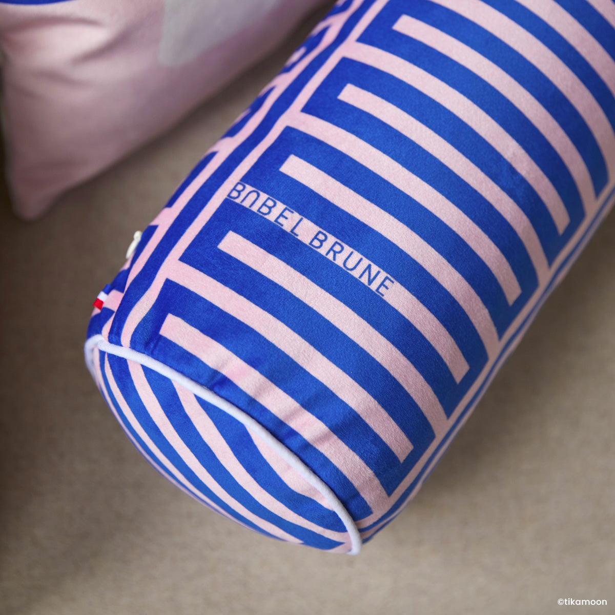 Coussin Bolster Elios bleu & rose