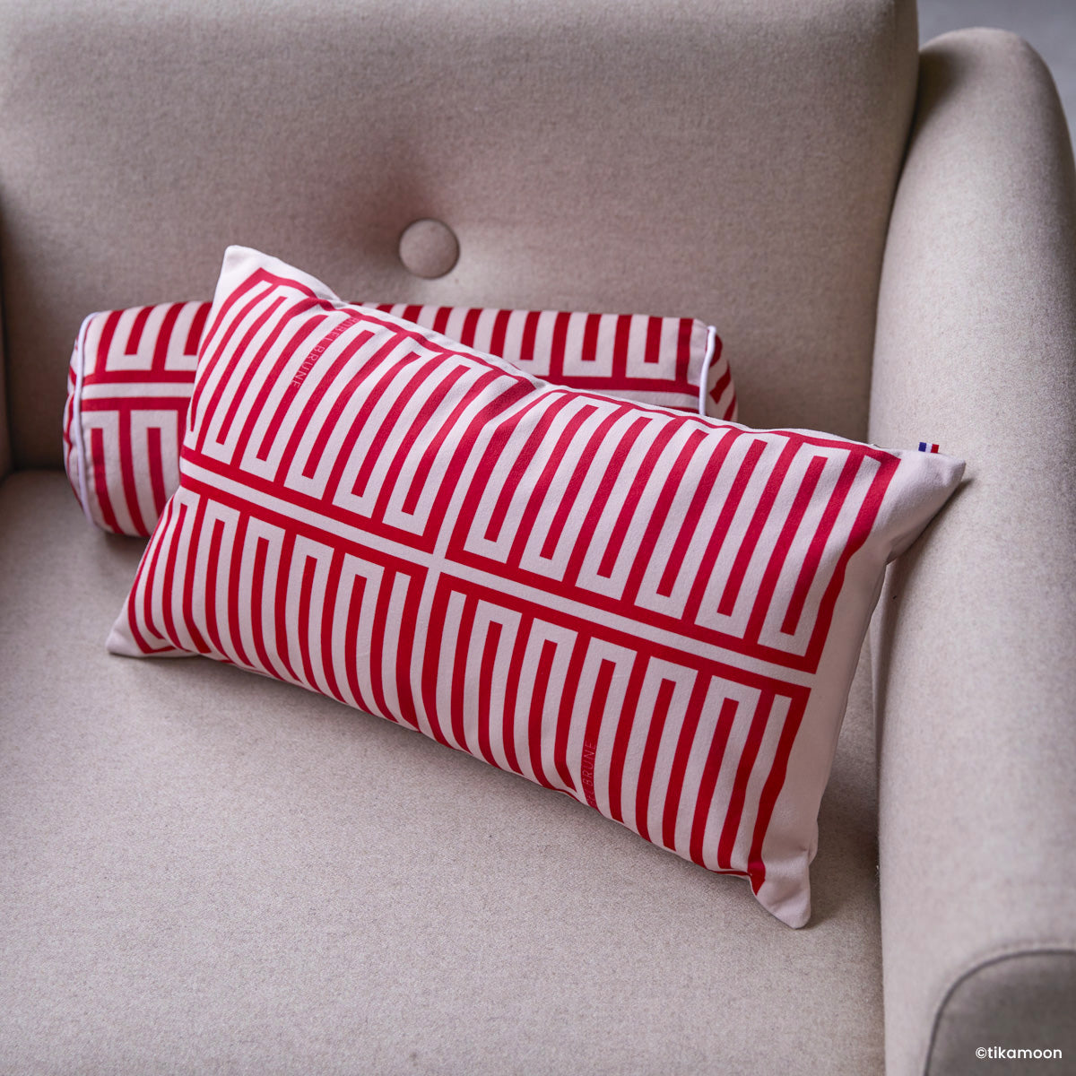Coussin Elios rose et rouge S