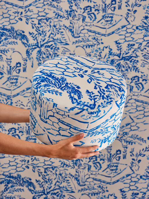Tissu au métre Blue Era fond créme