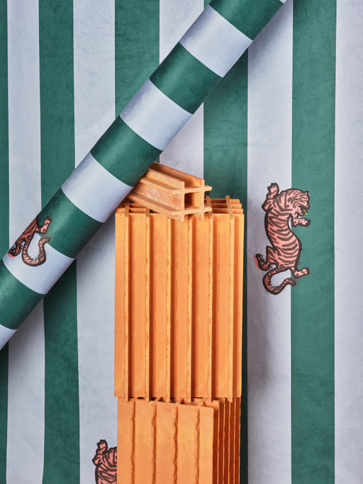 Suede velvet by the metre - Féline stripes green
